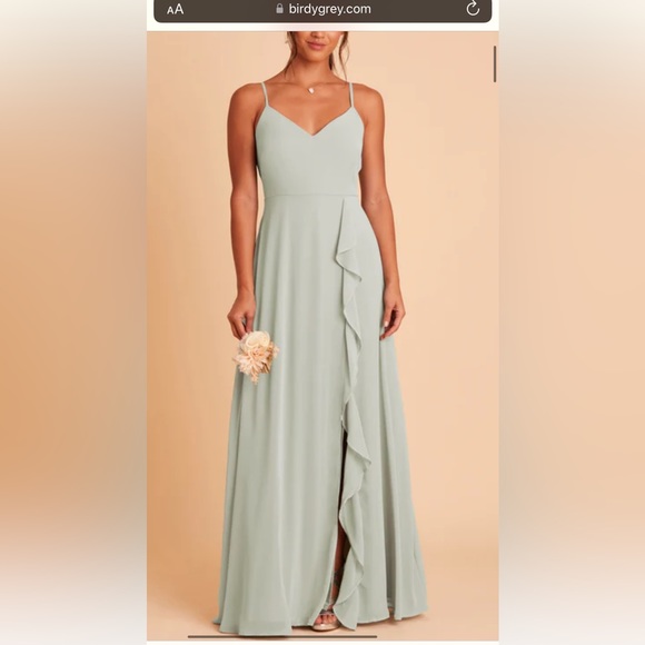 Birdy Grey Theresa Chiffon Bridesmaid Dress - Sage (hemmed; has pockets) - Picture 3 of 16